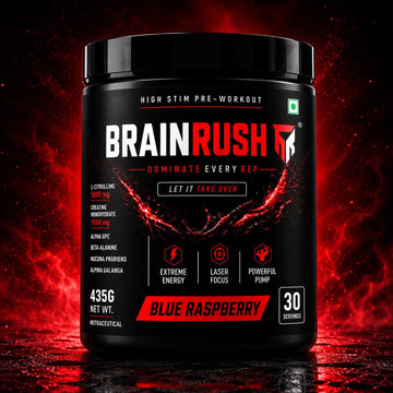 BrainRush Blue Raspberry Pre-Workout – Extreme Energy & Laser Focus